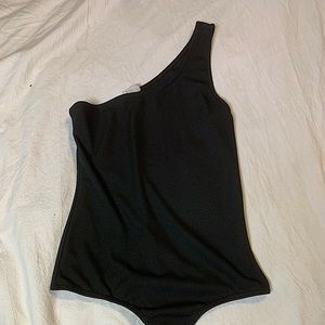 Black one shoulder bodysuit